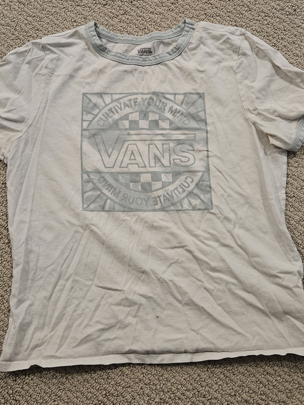 Vans Womens White Graphic Crop Tee with Gray Logo